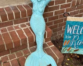 Large cast iron mermaid decor