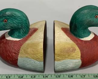 Mallard duck bookends, one of 18 sets of bookends in this auction