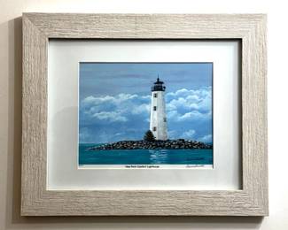 Print of New Point Comfort Lighthouse by local artist Anne Smith