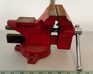 Vintage Sears swivel bench vise, one of three in auction