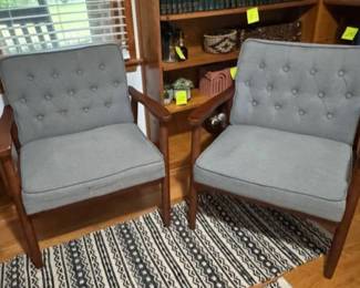 Pair of MCM-style tufted chairs