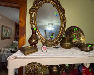 Brass mirror & Traditional Decor