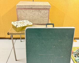 MCM Card Table, Storage Box and Foldable Table