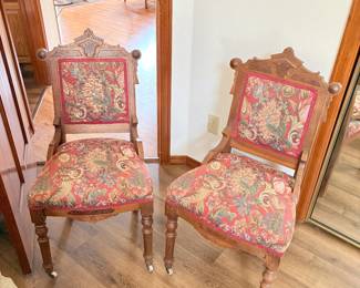 Victorian Eastlake Walnut Parlor Chairs