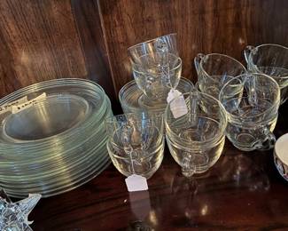 Arcoroc France glass cups and saucers, plates