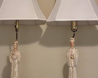 Oriental Emperor and Empress Lamps/Shades & finials
