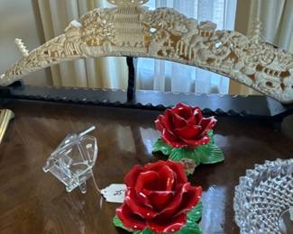 Beautifully carved resin elephant tusk
