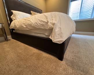 Velvet Upholstered King Bed Frame with Mirrored Trim. Measures 66"H. Photo 2 of 4. Velvet Upholstered King Bed Frame with Mirrored Trim. Measures 66"H. Photo 2 of 5.