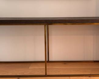 Mitchell Gold + Bob Williams Bassey Console with Wood and Satin Brass Metal Frame. Measures 71” W x 16” D x 31” H. Photo 1 of 3.