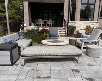 Polywood Sofa, Daybed and 2 Lounge Chairs Pictured with two Stone Side Tables. Photo 1 of 2.