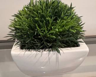 Faux Grass In Planter.
