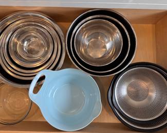 Stainless Steel Mixing Bowls and Colanders.
