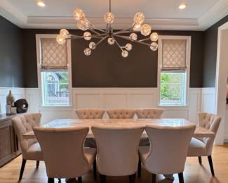 Arhaus Petra Rectangle Dining Table. Measures 96” x 40” x 30” H with 28” Clearance. Photo 1 of 8.
