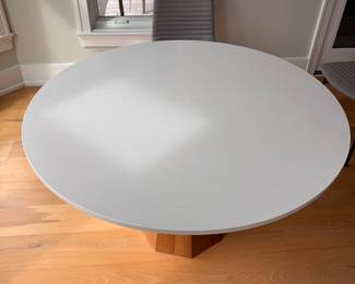 Room & Board Glover Pedestal Dining Table with White Quartz Top. Measures 48” D x 29.5” H with 28.5” Clearance. Photo 2 of 2.
