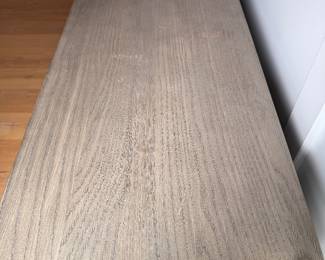 RH Machinto Media Console Designed by Van Thiels in Grey Oak. Measures 100” W x 18” D x 32” H. Photo 5 of 7.