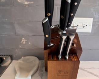 Cangshan Knife Block with Knives.
