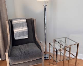 Grecian Column Chrome Floor Lamp. Measures 68" H. Photo 1 of 3.