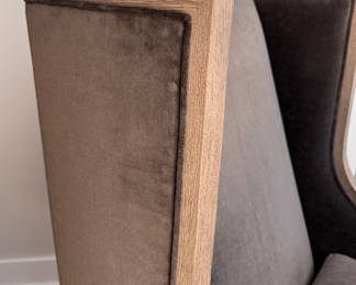 RH French Contemporary Velvet Upholstered Slope Arm Wing Back Chair. Measures 37” W x 34” D. Photo 3 of 3.