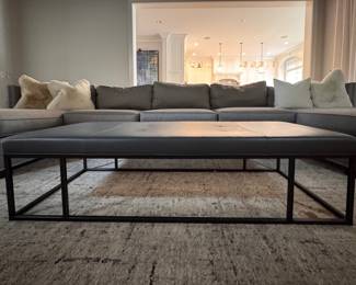 Mitchell Gold + Bob Williams Carmen Leather Upholstered Ottoman / Museum Bench. Measures 26” 64” x 16” H. Photo 1 of 3.