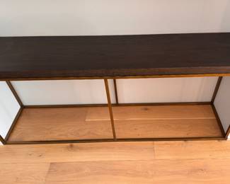 Mitchell Gold + Bob Williams Bassey Console with Wood and Satin Brass Metal Frame. Measures 71” W x 16” D x 31” H. Photo 3 of 3.