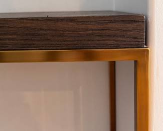Mitchell Gold + Bob Williams Bassey Console with Wood and Satin Brass Metal Frame. Measures 71” W x 16” D x 31” H. Photo 2 of 3.