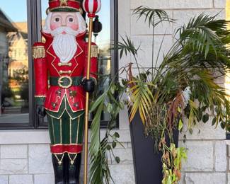 Carved Wood Life-Size Nutcracker & Balsam Fir Faux Christmas Trees! 