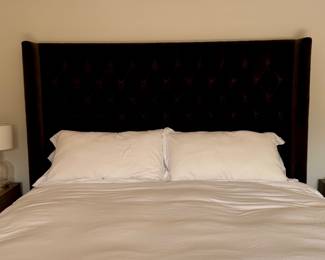 Tufted Upholstered King Size Bed Frame. Measures 68" H. Photo 2 of 3.