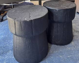 Ebonized Wood Carved Wood Accent Table - 2 Available. 