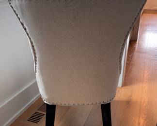 Set of 8 Arhaus Upholstered Tufted Back Dining Chairs. Some Have Stains. Each Measures 22” W x 26” D with 19” Seat Height. Photo 2 of 8.