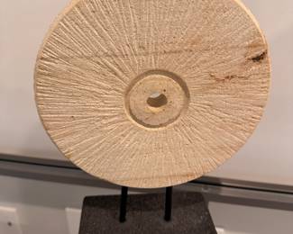 Decorative Stone Disk Mounted on Metal Frame.