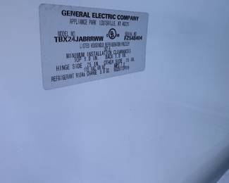 GE 23.6 Cubic Foot No Frost Refrigerator Freezer Model TBX24JA. Photo 2 of 4. 