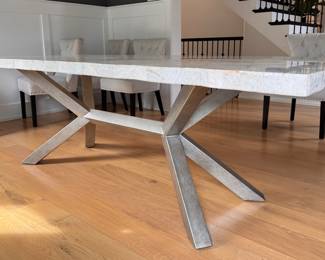 Arhaus Petra Rectangle Dining Table. Measures 96” x 40” x 30” H with 28” Clearance. Arhaus Petra Rectangle Dining Table. Measures 96” x 40” x 30” H with 28” Clearance. Photo 2 of 8.
