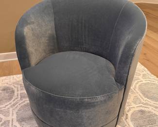 Crate & Barrel Grey Velvet Barrel -Style Swivel Chair - 4 Available. Photo 1 of 2. 