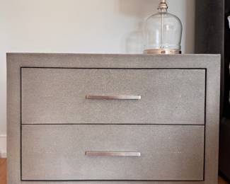 RH Graydon Shagreen Bedside Table - 2 Available. Each Measures 30” W x 20” D x 24” H. Photo 1 of 2.