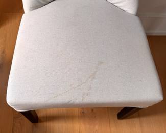 Set of 8 Arhaus Upholstered Tufted Back Dining Chairs. Some Have Stains. Each Measures 22” W x 26” D with 19” Seat Height. Photo 6 of 8.