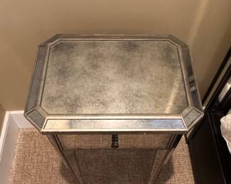 Smoked Mirrored Glass Side Table. Measures 17” W x 13” D x 25” H. Photo 3 of 3