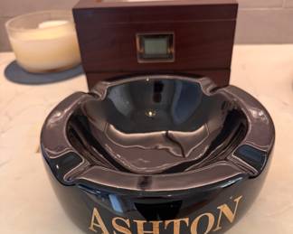 Ashton Monogrammed Ashtray & Small Humidor.