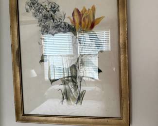 Botanical floral print with tulip in gold frame