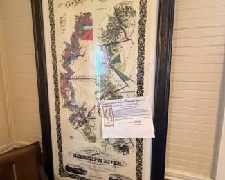 Norman's Chart of the Lower Mississippi River print, framed, 1858 reproduction