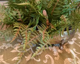 Silver footed bowl with faux fern arrangement