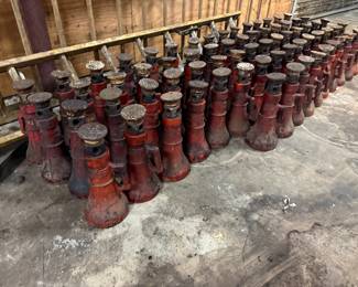 Jet cast iron jack stands, large lot of red steel