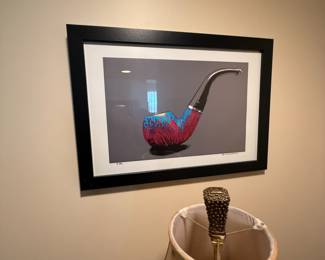 Pop art style smoking pipe print, signed and numbered 4/190, framed