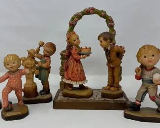 Collection Of ANRI Sarah Kay Hand Carved Wooden Figurines