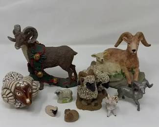 Collections Of Various Rams, Sheep And Goat Figurines