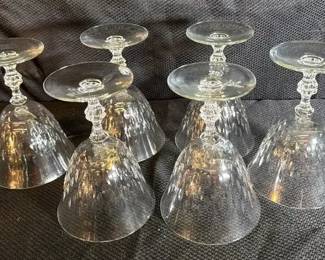 Vintage Crystal Stemware Cut Optic Design Twelve Water Goblets