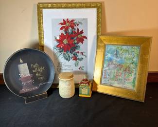 Salem Moravian Church Signed Oil Painting, Merry Christmas Print And More