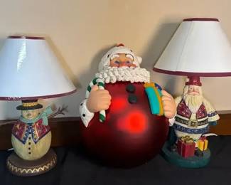 Demdaco Santa Claus  Snowman Lamps  Department 56 Noel Jumbo Santa