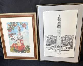 The Bell Tower At University Of Chapel Hill Prints  Signed  Numbered  North Carolina Tarheels