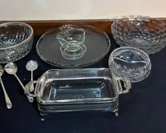 Vintage Silver Plate, Crystal L,  Cut Glass Serve Ware Indiana Glass, Anchor Hocking, And More
