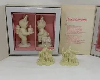Collectible Department 56 Snowbunnies And 2 Miniature Jack Frost Painted Pewter Snowbabies In Boxes